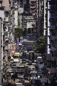 High angle view of traffic on city street