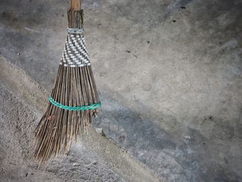 High angle view of broom on street