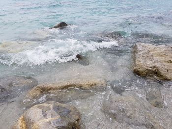 High angle view of sea waves