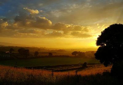 High angle shot of countryside landscape