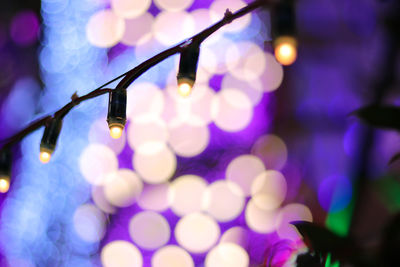 Close-up of illuminated colorful christmas lights at night