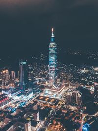 Illuminated cityscape at night