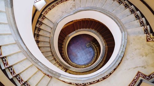 High angle view of spiral staircase