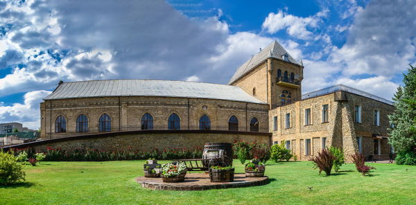 Prince trubetskoy winery castle in kherson region, ukraine, on a sunny summer day