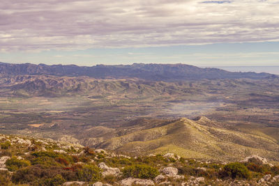 High angle view of landscape against sky