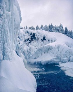 Scenic view of frozen lake against sky