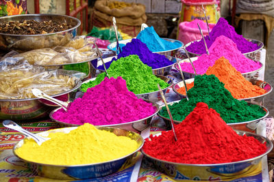 Various vegetables for sale at market stall