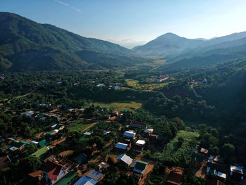 High angle view of townscape against sky