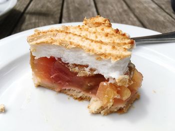 Close-up of cake slice in plate