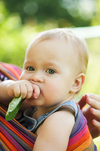 Close-up portrait of cute baby girl