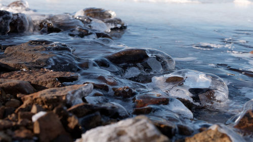 Close-up of rocks in sea