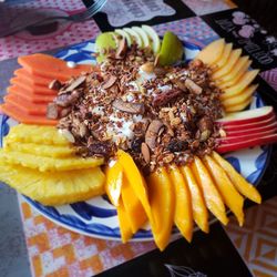 High angle view of food on table