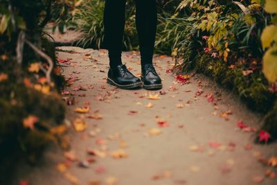 Low section of person standing on footpath