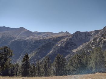 Scenic view of mountains against clear sky