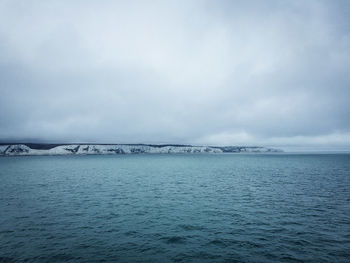 Scenic view of sea against cloudy sky