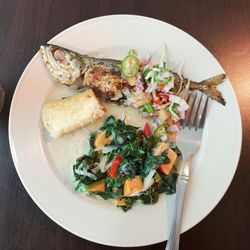 High angle view of meal served in plate