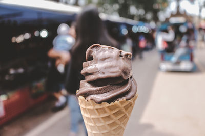 Close-up of ice cream outdoors
