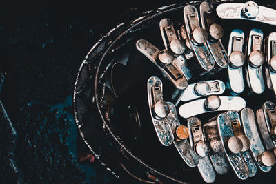 Close-up high angle view of coins