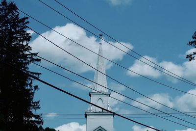Low angle view of power lines against sky