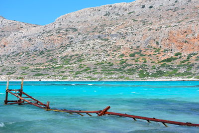 Scenic view of sea against blue sky