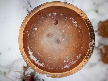 High angle view of drink on table