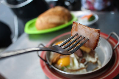 Close-up of food in plate on table