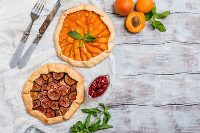 High angle view of orange fruit on table