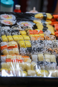 Sushi display in ho thi ky street food, ho chi minh city