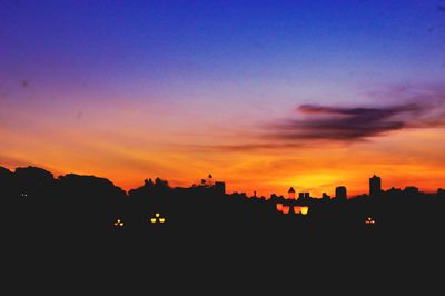 Silhouette buildings against sky during sunset