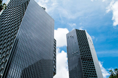 Low angle view of modern buildings against sky