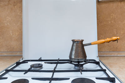 Coffee pot on gas stove