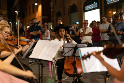 Group of people at music concert