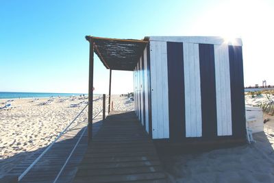 Scenic view of sea against blue sky