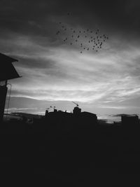 Low angle view of silhouette birds flying against sky