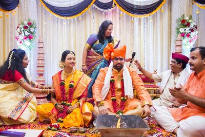 Group of people sitting in temple