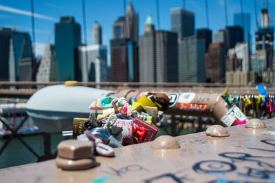 Close-up view of skyscrapers