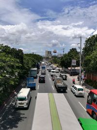 Traffic on road in city