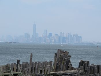 City skyline with river in background