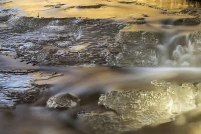 Close-up of water flowing through rocks