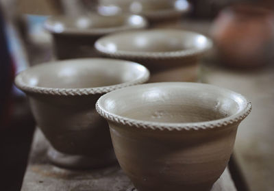 Close-up of tea cup on table