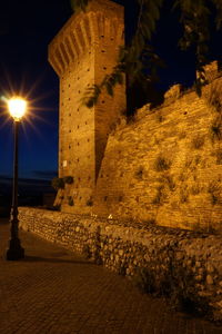 Illuminated building at night