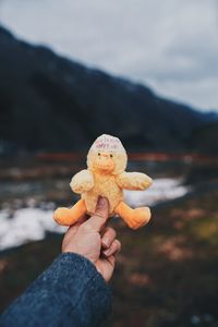 Close-up of hand holding toy