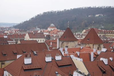 High angle view of townscape against sky