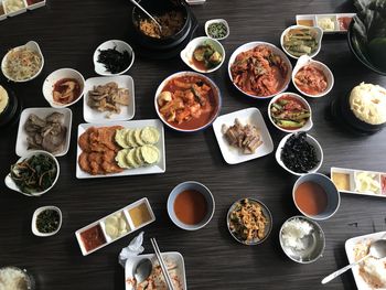 High angle view of food on table