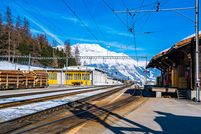 View of railroad station during winter