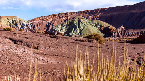 Panoramic view of rocks and mountains against sky