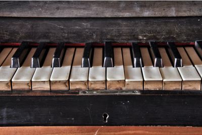 Close-up of old piano