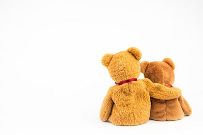 Close-up of stuffed toy against white background