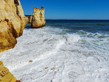 Scenic view of sea against clear sky