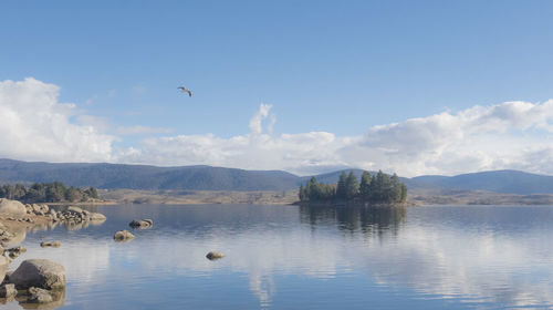 Scenic view of lake against sky